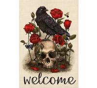 GETBSTOOP Halloween DIY Full Cross Stitch 11CT Counted Crow Skull Cotton Thread Wall Art Crafts Gift Halloween Decoration DIY Embroidery Cross Stitch Embroidery Kits