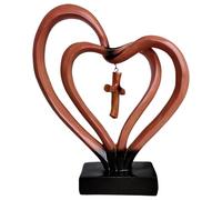 GETBSTOOP Handcrafted Marriage Takes Three, Entwined Heart & Cross Christian Wedding Sculpture, Symbolizing Husband, Wife & God, Faith-Inspired Christian Keepsake Gift for Weddings, Anniversaries