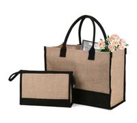 GETBSTOOP Jute Beach Bag with Pouch Large Capacity for Birthday Gift
