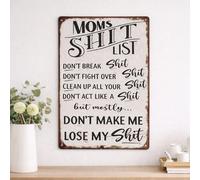 GETBSTOOP Mum's Shit List Funny Metal Sign - Moms Shit List Don't Make Me Lose My Shit, Family Wall Art Poster, Humor Retro Tin Sign for Kitchen, Living Room, Bedroom, Dorm Decor