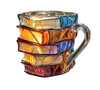 GETBSTOOP Painted Book Mug, Creative 3D Book Coffee Mug, Novelty Unique Reading Coffee Cup, Collection Gifts for Literature Lovers, Gifts for Books Lovers Teachers Literary Friends