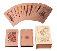 GETBSTOOP Rose Gold Ta-rot Deck for Beginners, Witchy Cauldron Rose Gold Ta-rot Cards with Guide Book, Waterproof Wrinkle-Resistant Foil Tarots Deck with Meanings on Them, Fortune Telling Game