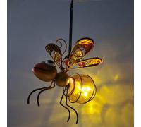 GETBSTOOP Solar-Powered Hanging Bee Light, Hanging Solar Bee Garden Ornaments, Metal LED Outside bee Decor Outdoor Garden, Innovative Bee Statues Solar Fairy Lights for Outdoor Yard Porches Patios