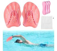 GETBSTOOP Swim Training Pull Buoy Adjustable Strap Hand Paddles Set for Adults (White)
