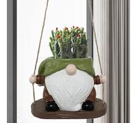 GETBSTOOP Swing Gnome Planter Resin Cute Plant Succulent Pots Creative Dwarf Flower Container for Indoor Outdoor Plant