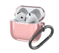 GETBSTOOP Transparent Protective Case Cover for (A-pple) Air-Pods 4 2024 TPU Shockproof Soft Skin Case Cover with Carabiner Wireless Earphone Cover for (A-pple) Air-Pods 4 2024 Charging Case