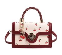 GETBSTOOP Women Sweet Cherry Crossbody Bag Adjustable Strap Fashion Small Satchel Bag Versatile Cherry Pattern Sling Bag Female Daily Commute Bag