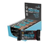 Getbuzzing Nut Free Oat Protein Flapjack Bars - Gluten Free Healthy Snack with Natural Ingredients, High Fibre & School Safe - 12 x 55g Pack - [Chocolate Coconut] - Supports Running, Cycling and Gym