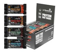 Getbuzzing Nut Free Oat Protein Flapjack Bars - Gluten Free Healthy Snack with Natural Ingredients, High Fibre & School Safe - 12 x 55g Pack - [Mixed Multi Pack] - Supports Running, Cycling and Gym