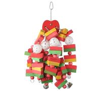 GetCoupon Natural Wooden Block Bird Chewing Toy, Wooden Apple Skewer Toys, Bird Cage Accessories, Colored Kapok Rope Biting Bird Toys(01)