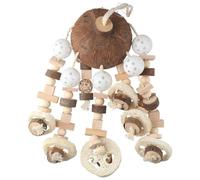 GetCoupon Natural Wooden Block Bird Chewing Toy, Wooden Apple Skewer Toys, Bird Cage Accessories, Colored Kapok Rope Biting Bird Toys(02)