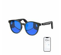 GetD Bluetooth Glasses, Open-Ear Smart Glasses, Polarized Sunglasses, Bluetooth5.4 Audio Glasses, Voice Assistant, Call Noise Reduction, UV Protection Lens for Men & Women (Grey Frame + Blue Lens)