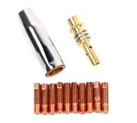 Getdoublerich 12 PCS MB15 MIG Welding Nozzle Shroud & Tip Holder Kit, M6x25mm Copper Chrome Zirconium, 0.8mm Contacts for 14AK 15AK Torches
