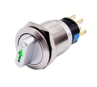 Getdoublerich 19mm Rotary Push Button Switch Latching 2 Position 1NO1NC, Stainless Steel 304 IP66 IK09 LED Indicator, 110-220V 5A for CNC Machine Industry Equipment