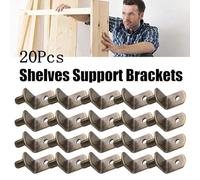 Getdoublerich 20-Pack 6mm L-Shaped Shelf Support Studs, Bronze Iron Cabinet Bracket Pins for Laminate, Wood & Glass Shelves, 13mm x 19mm Mounting Size
