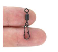 Getdoublerich 20pcs Carp Fishing Swivel Quick Change Hooklink Clips, Steel Rig Rings Bait Tackle Connectors, Black 26mm
