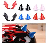 Getdoublerich 2pcs Motorcycle Helmet Stickers Devil Horns Decoration ABS Lightweight Accessories for Bike Scooter Riding Gear Personalization (Black/Red/Blue/Pink)