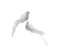 Getdoublerich 2pcs White Foam Dove Ornaments with Clips, Artificial Long Tail Birds for Wedding Tree Branch Flower Home Decor, Peace Lover