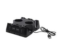 Getdoublerich 4-in-1 Fast Charging Dock for PS4 Move and for dualshock 4 Controllers, for smart LED Indicator Station, Compact ABS Charger Stand for PlayStation VR Gaming Setup, Black