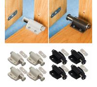 Getdoublerich 4 Pack Push to Open Touch Latch for Cabinet Doors, Magnetic Catch for Wardrobe Cupboard Bathroom, No Handle Required, Black