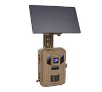Getdoublerich 4K Solar Tracking Camera, 64MP WiFi Trail Camera with 0.2s Trigger, Night Vision, App Control for Wildlife Hunting Security, Brown