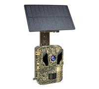 Getdoublerich 4K Solar Tracking Camera, 64MP Wildlife Trail Cam with WiFi App Control, 0.2s Trigger, IP66 Waterproof, Night for Security Hunting