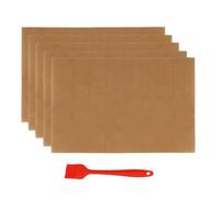 Getdoublerich 5 Pack Copper BBQ Grill Mats, 15.75 x 11.81 Inch Reusable Non-Stick Grilling Mat for Gas Charcoal Electric Grills, Dishwasher Safe BBQ Accessories with Oil Brush