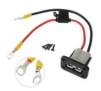 Getdoublerich 50Amp 10AWG Solar Extension Cable 30CM with M8 for ring Terminals, Waterproof Battery Connector for EV Power Distribution, Includes Fuse and Mounting Bracket