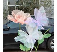 Getdoublerich 50cm Artificial Butterfly Flower Large Silk Bloom Phosphorescent Wedding Decor for Venue Hotel Party Red White Purple Pink