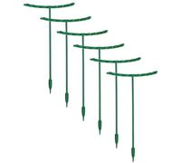 Getdoublerich 6-Pack Garden Climbing Trellis Plant Support Cage, Half-Round Plastic Stakes for Hydrangeas, Roses, Peonies & Tomato Plants, 15.5 x 14.5 cm, Dark Green