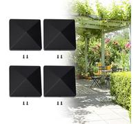 Getdoublerich ABS Plastic 4x4 Inch Fence Post Cap for Outdoor Wooden Fences - Weatherproof, Install with Screws, Decorative Protective Top Cap, Black (Pack of 4)