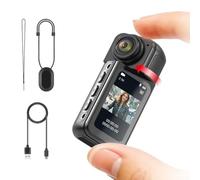 Getdoublerich Action Cameras, 4K Thumb Action Cameras With 1.47 LCD, Magnetic Mount & Hands-Free POV For Vlogging Portable Vlogging(Is black)