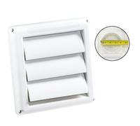 Getdoublerich Air Vent Grille, Plastic Cover 3 Gravity Flaps Wall Ventilation with Net for Exhaust Extraction, White Mesh Screen Louver Guard