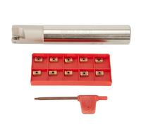 Getdoublerich BAP300R C25-25-200-3F Indexable Milling Holder + 10pcs APMT1135PDER Inserts, Alloy Steel CNC Turning Tool for Semi-Finishing