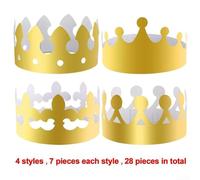Getdoublerich Celebrate in Style with 20Pcs King Crown Party Hats Fun Gold Headwear for All Ages (28PCS)