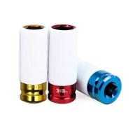 Getdoublerich Colorful Nylon Sleeve Tire Nut Socket 17mm 19mm 21mm, Hard Wearing Wheel Bolt Protector for Cars, Prevents Damage and Corrosion, Piece