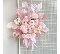 Getdoublerich Faux Floral Arrangement 100x70cm Artificial Flower Wall Decor for Wedding Backdrop Party Celebration Hang White Pink Yellow Blue