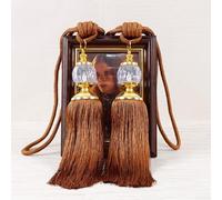 Getdoublerich Luxury Curtain Holdbacks Rope Tie Backs Tassel Tiebacks Beaded Ball Decor Pair, Antique Tassels Holdbacks Living Tassel Ball Rope for Home Decor(coffee)