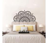 Getdoublerich Mandala Art Wall Sticker, Black Half Mandala Wall Decor, Removable Vinyl Decal for Home Bedroom Room Decor (Black)