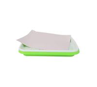 Getdoublerich Microgreens Growing Tray with 10 Paper Sheets, 2-Layer Sprouter Kit with White Mesh for Beginners and Advanced, Green Plastic Starter Tray 33x26cm