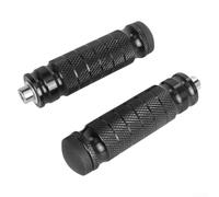 Getdoublerich Modified Motorcycle Rear Footrests Wide Aluminium Alloy Non-Slip Passenger Side Steps Straight Bar(Black)