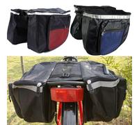 Getdoublerich Panniers 600D Oxford Rear Rack Bag Double-Layer Weather-Resistant Saddle Bag for Commuting and Short Rides Black/Red