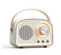 Getdoublerich Retro Bluetooth Speaker, Retro Bluetooth Compatible Speaker, Mini Bluetooth Speaker with FM Radio, Portable Wireless Speaker, Bluetooth 5.0/Excellent Sound Quality (White)