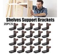 Getdoublerich Shelf Pegs 20pcs, Support Studs Pins 6mm L Shaped Cabinet Bracket Red Bronze for Cupboard Bookcase, Metal Dowel Invisible Hardware