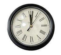 Getdoublerich Silent Quartz Clock Insert 150mm Roman Numeral Replacement for DIY Wall Clock Repair Projects, Black Trim with Clear Lens