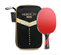 Getdoublerich Table Tennis Racket Single 6-Star Training Carbon Fiber Table Tennis Racket, Double-Sided Anti-rubber Six-Star Table Tennis Racket With Protective Storage Bag(long handle)