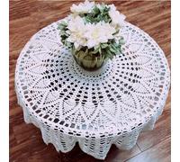 Getdoublerich Tablecloth Vintage Handmade Crochet Floral White Round Lace Tablecloth Tablecloth Embossed 65-70cm
