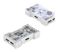 Getdoublerich USB C Hub 2-in-3 Out Aluminum Alloy Adapter with RGB Lighting, 480Mbps High-Speed Data Transfer for Gaming PC Desktop Setup, Silver