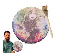 Geteawily Spiritual Music Drum - Handmade Leopard Beauty Shaman Drum,Portable Design Spirit Music Symbol for Music Lover and Experienced Musician