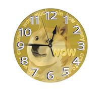 Geteruichi Silent Sweep 10-inch Round Quartz Wall Clock Shiba-Inu-Much-Doge-Coin Clock Number Non-ticking Clock For Home,Kitchen